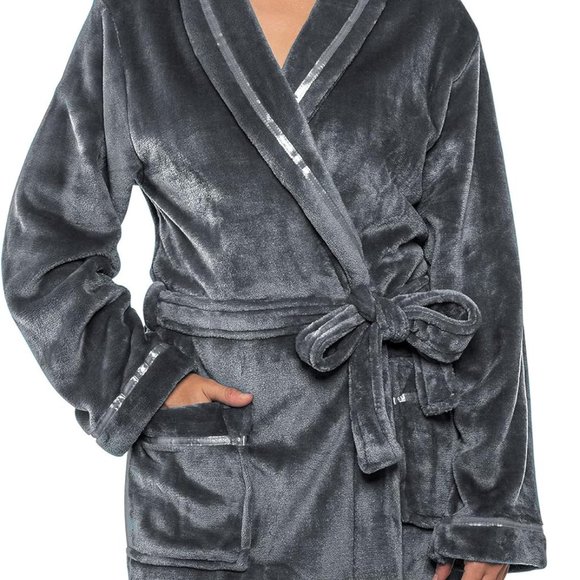 Fleece Robe For Women, Plush Warm Bathrobe Womens, Fluffy Soft Spa Long‎ Robe - Picture 4 of 7